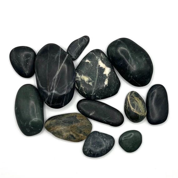 Northern California "Black Jade" Chloromelanite Beach Stones - Lot of 12
