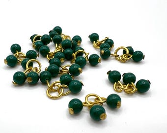 Lot of 13 Vintage Green Glass Trio Cluster Beads - 3mm Beads Jewelry Making Supplies Unique