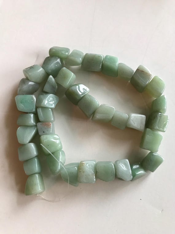 Natural Aventurine Beads - 1 Strand (16") 12x20mm with 1mm hole jewelry making supplies unique green