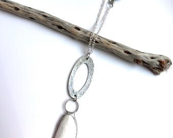 Tiffany Soldered Southern Oregon Coast Shell & Hammered Sterling Silver Oval Pendant