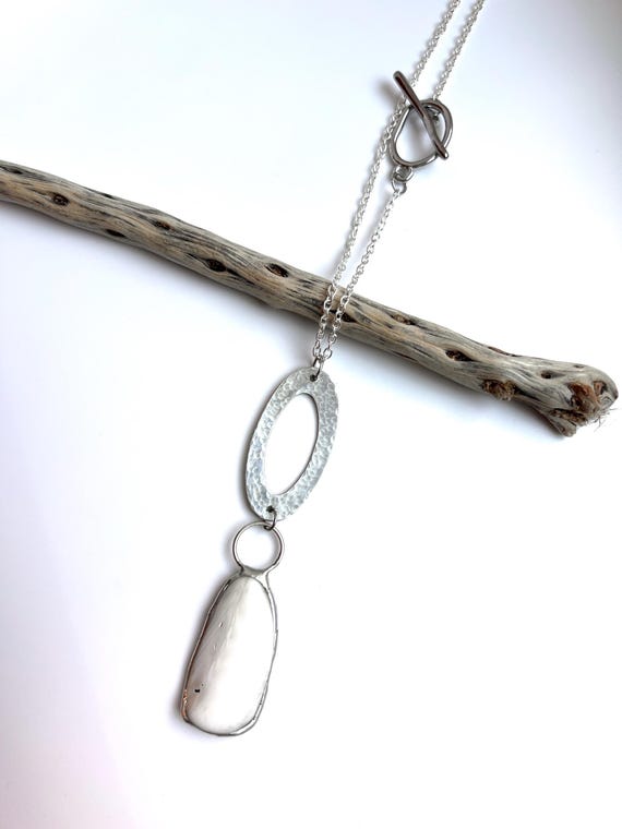 Tiffany Soldered Southern Oregon Coast Shell & Hammered Sterling Silver Oval Pendant