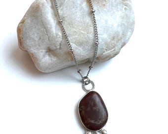Recycled Sterling Silver Southern Oregon Red Jasper Pendant Necklace