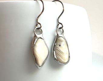 Tiffany Soldered & Steel Southern Oregon Coast Shell Earrings Beach Lover Gift Organic jewelry Repurposed Jewelry
