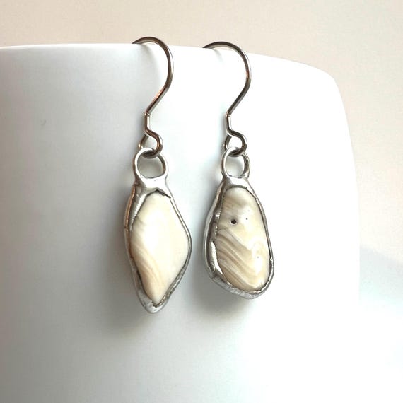 Tiffany Soldered & Steel Southern Oregon Coast Shell Earrings Beach Lover Gift Organic jewelry Repurposed Jewelry