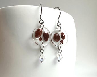 Oregon Red Jasper Stone in Resin Earrings