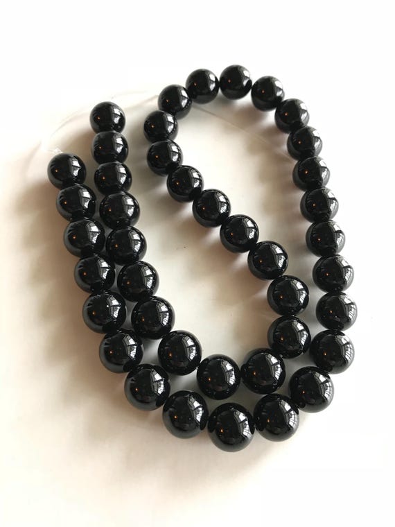 Black Onyx Beads (D) - 1 Strand (16") 10mm Round with 1mm hole jewelry making supplies unique