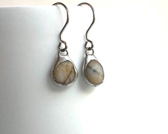 Tiffany Soldered & Steel Southern Oregon Coast Quartz Beach Stone Earrings Beach Lover Gift Organic jewelry Repurposed Jewelry