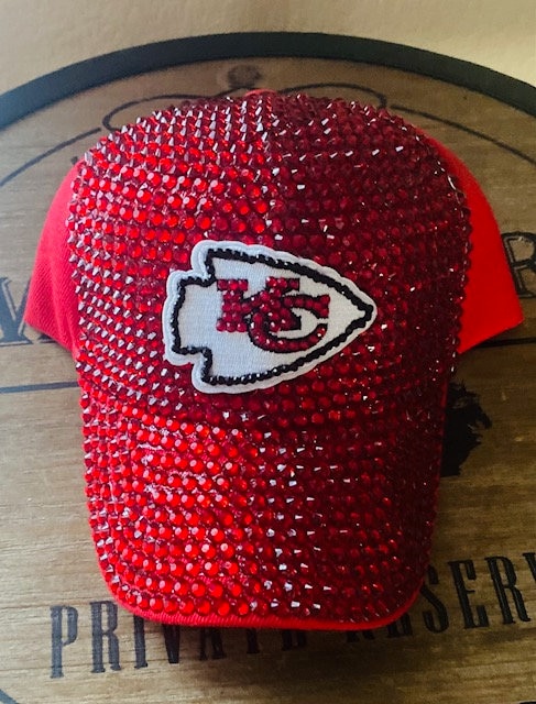 Bling Rhinestone KC Chiefs Custom Hand detailed Hat KC Chiefs Kansas City Rhinestone Custom Made by Hand White  main image 4
