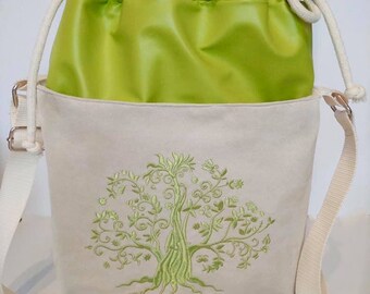 Embroidery bag, bag with tree, design bag