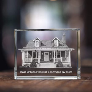 3D Laser Gifts® Personalized Realtor Gift, Custom Home Portrait Art, Housewarming Decor Gift, Real State House 3D Photo Crystal Classic image 1