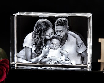 Kristall-Familienporträt für Mama, personalisiertes 3D-Muttertagsgeschenk, Geschenk zum ersten Geburtstag des Babys