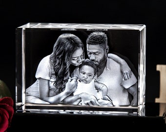 3D Laser Gifts® Personalized Mothers Day Gift from Daughter, Spring Home Decor Portrait, Laser Etched Picture | 3D Photo Crystal Classic