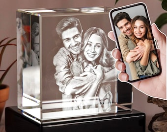 Regalo personalizado para parejas, foto en cristal 3D personalizada, recuerdo de aniversario, regalo de boda y para ocasiones especiales.