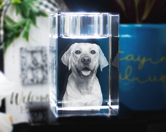 Gepersonaliseerde huisdier Memorial Crystal Keepsake, 4K-foto gegraveerd rechthoekig decor