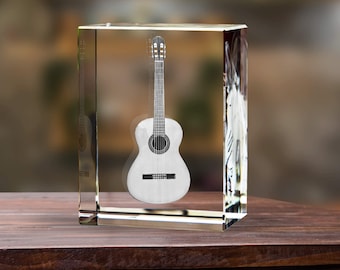 Musician Special Gift, Guitar, Instrument, Music Room Decor, Music Lover Gift, Engraved Art, Laser Etched Print | 3D Photo Crystal Classic