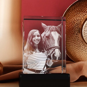 Personalisiertes 3D Kristall Herz Foto, Haustier Verlust Komfort Geschenk, graviertes Andenken