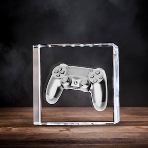 Videogame Night Lamp, Game Room Decor, Controller, Video Games, Player, Custom Gaming Gift, Laser Etched Print | 3D Photo Crystal Square