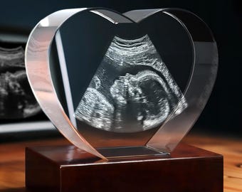 3D Baby Sonogramm Herz Kristall Andenken, personalisierte Ultraschall Geschenk, neue Mama Kinderzimmer Nachtlicht