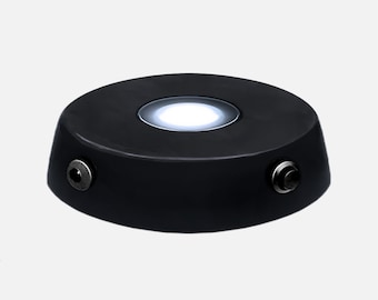 Socle lumineux rond en bois avec LED, présentoir photo 3D en cristal, veilleuse