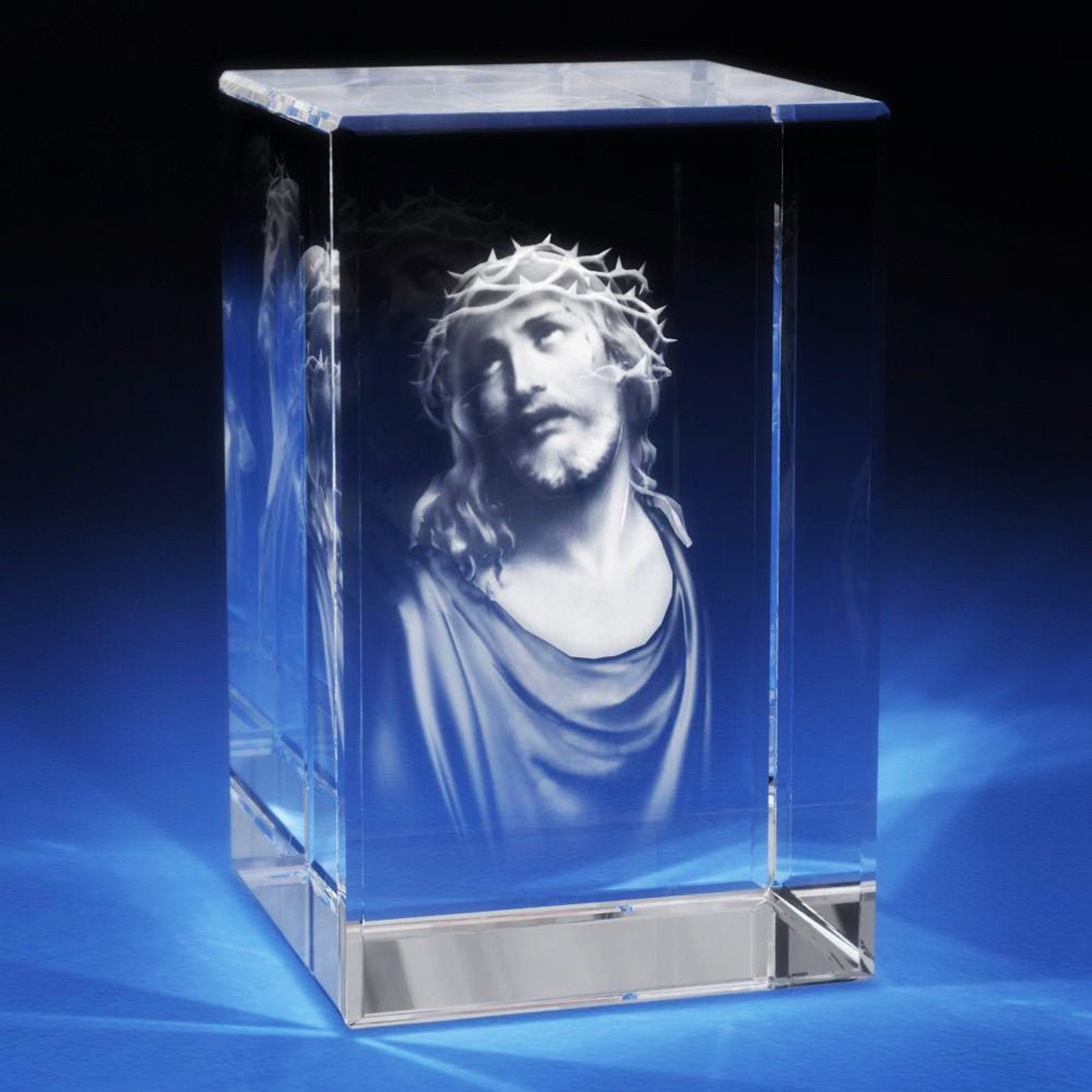 Jesus 3D Photo Crystal Religious Gift Engraved Art Laser Etsy
