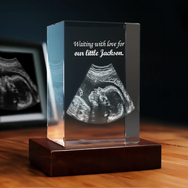 3D Ultraschall Foto Kristall, personalisiertes Schwangerschafts Geschenk