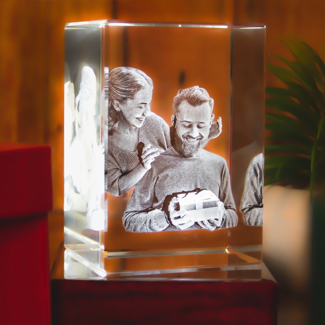 Personalized Birthday Gift, Laser Etched Portrait, Custom Photo Gift, Unique Crystal Decor by ...