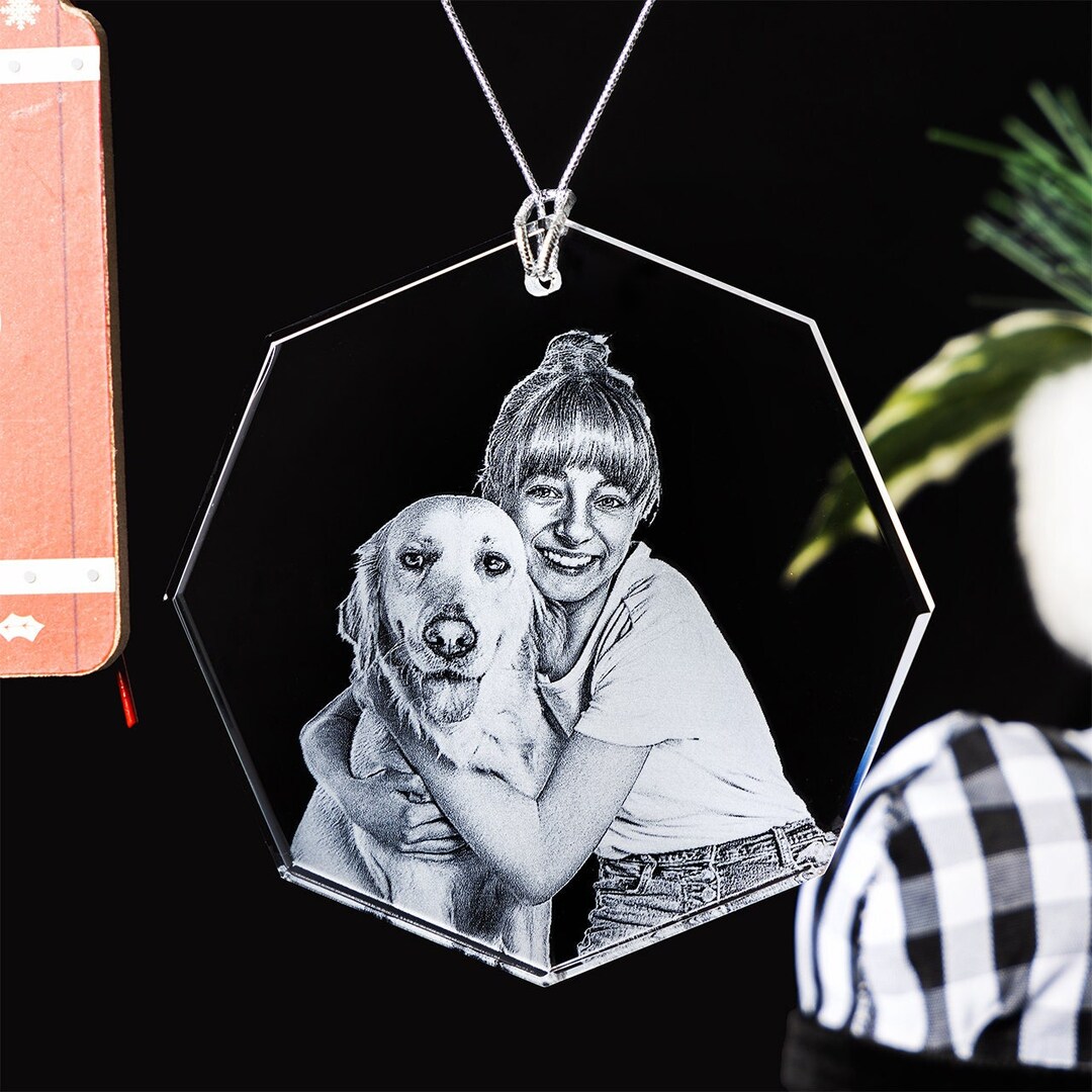 Personalized Picture Ornaments, Custom Laser Engraved Crystal, Glass Etched Picture Gifts ...
