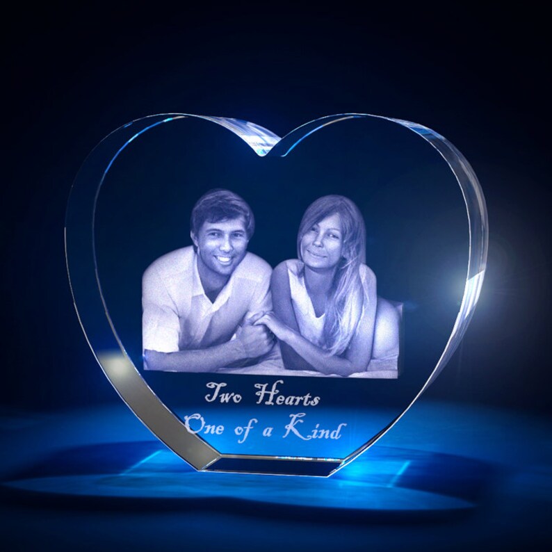 3D Laser Crystal Personalized Etched Engrave Valentine/'s Day Heart Shape