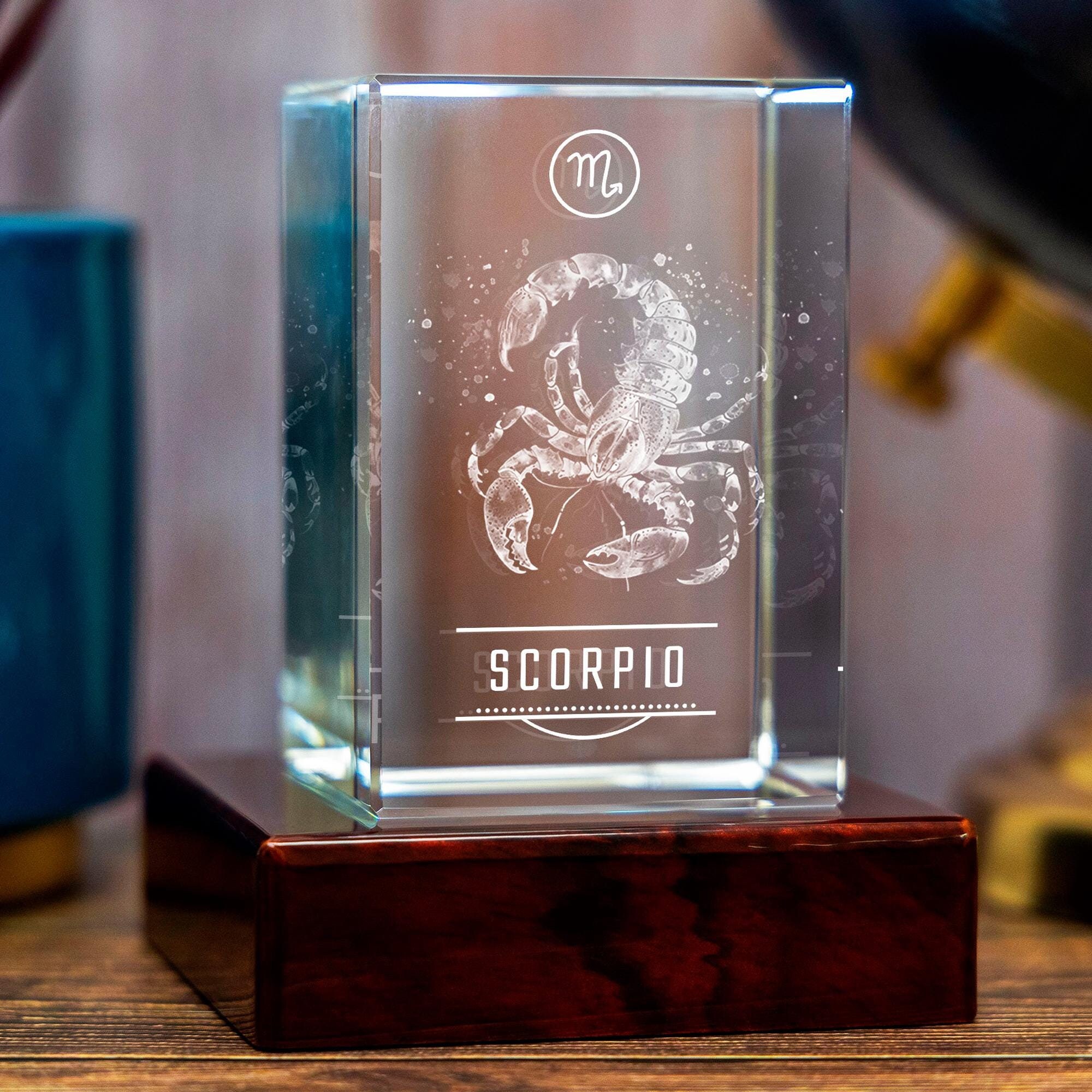 Scorpio Zodiac 3D Crystal Cube, Laser Etched Astrology Gift - Etsy