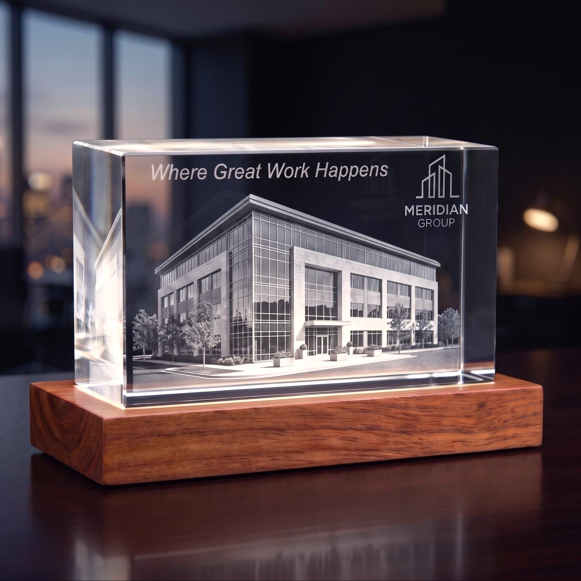 Custom Building Photo Crystal, Personalized 3D Office Building Gift for Boss, Corporate Keepsake
