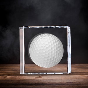 Unique Golf 3D Art, Sports Lover Gift, LED Night Light, Living Room Decor, Appreciation Gift, Laser Etched Glass | 3D Photo Crystal Square