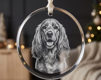 Pet Memorial Christmas Ornament, Custom Dog Cat Photo Crystal Keepsake, Sympathy Gift - Circle