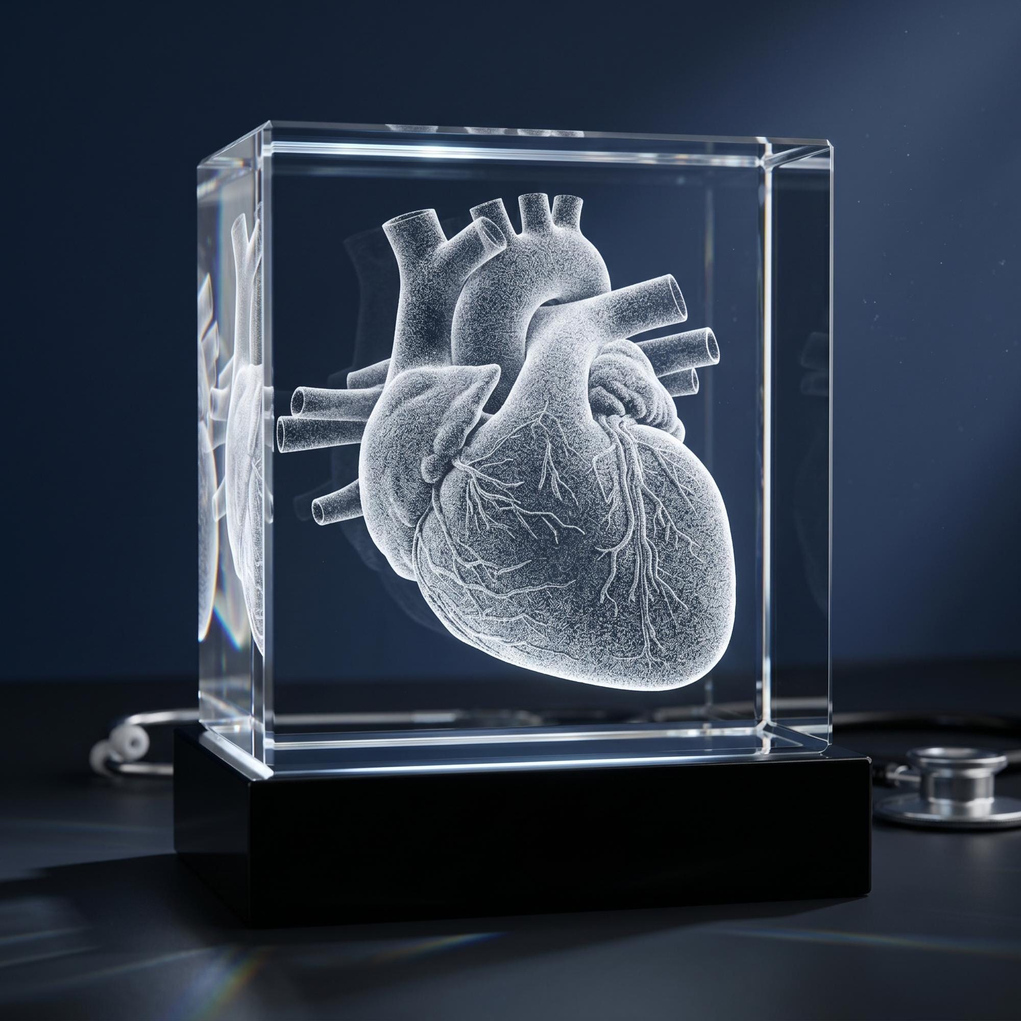 Custom Cardiologist Gift, Anatomical Heart 3D Crystal Sculpture