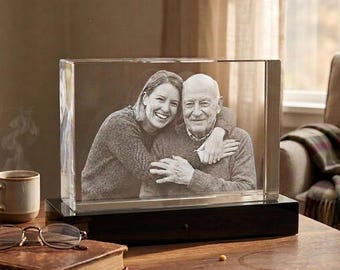 Kundenspezifischer 3D-Fotokristall, Vatertagsgeschenkandenken, lasergeätztes Glas
