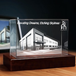 3D Real State House Portrait, Custom Realtor Gift, First House Gift Idea, Closing Gift, Appreciation Gift | 3D Photo Crystal Rectangle