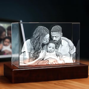 Custom 3D Photo Crystal, Personalized Gift for Him/Her, Seasonal Decor, Photo Gift Idea, Laser Etched Picture | 4K Photo Crystal Rectangle
