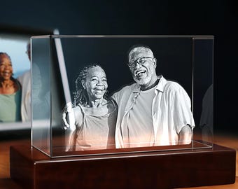 Regalo de decoración de escritorio para aniversario, foto personalizada en 3D de cristal, recuerdo de pareja grabado con láser