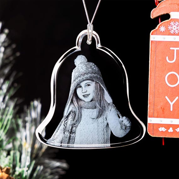 Custom Photo Crystal Ornament, Personalized Christmas Gift with Family Portrait