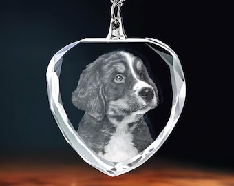 Pet Memorial Necklace, Custom Dog or Cat Photo Crystal Pendant, Handmade Loss Keepsake Jewelry