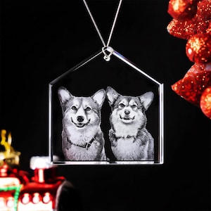 Personalized Photo Ornament, Pet Photo on Glass, Dog & Cat Memorial Gift, Holiday Decor, Christmas Gifts for Family | Photo Crystal Ornament