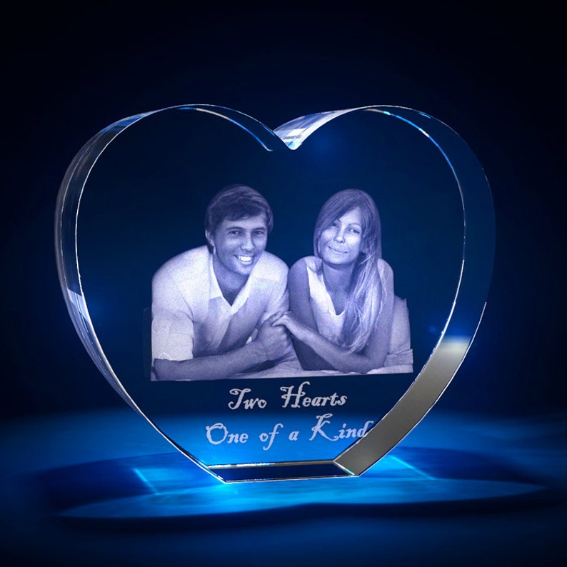3D Laser Crystal Personalized Etched Engrave Valentine/'s Day Heart Shape