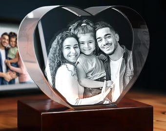 Regalo de inauguración de casa para padres, foto personalizada en 3D de cristal, retrato familiar para decoración del hogar.