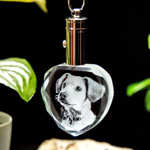 Personalized Photo Keychain, Pet Memorial, Handmade Accessory, Dog Remembrance Gift, Laser Engraved Keychain | Photo Crystal Keychain Heart