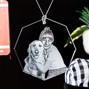 Gepersonaliseerde fotoornamenten, je favoriete foto, gepersonaliseerd huisdier herdenkingscadeau, portret hond en kat, vakantiecadeau | Fotokristallen ornament