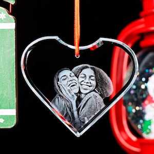 Gepersonaliseerde foto-ornament, huisdier herdenkingscadeau, uniek kerstdecor, hondenfoto-ornament, vakantiecadeaus | Fotokristallen ornament