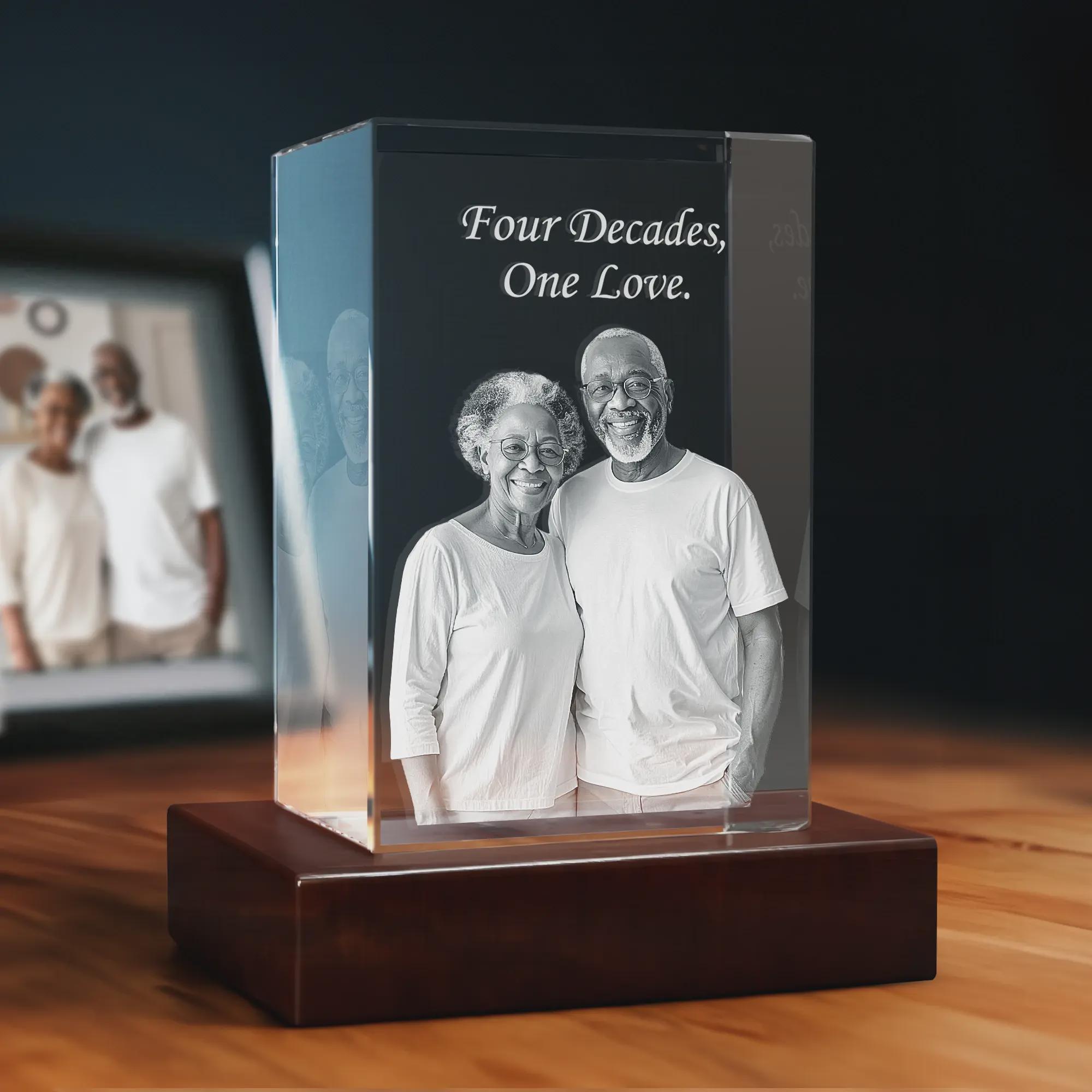 Personalized 3D Photo Crystal, 40th Anniversary Gift, Laser Etched