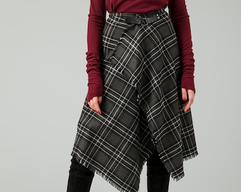 Geruite wikkelrok met tartan Boho grijs/capsulegarderobe