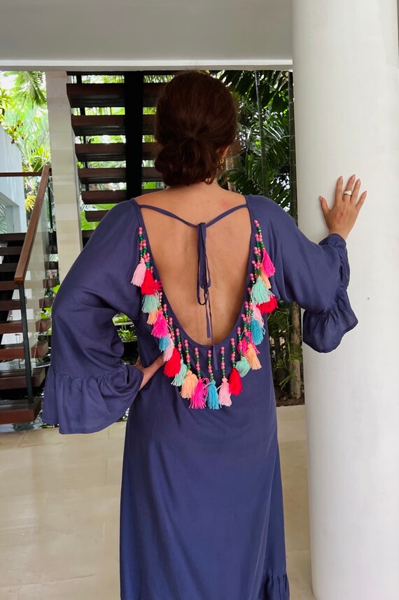 tassel backless dress Silver Tassel Gown main image 0