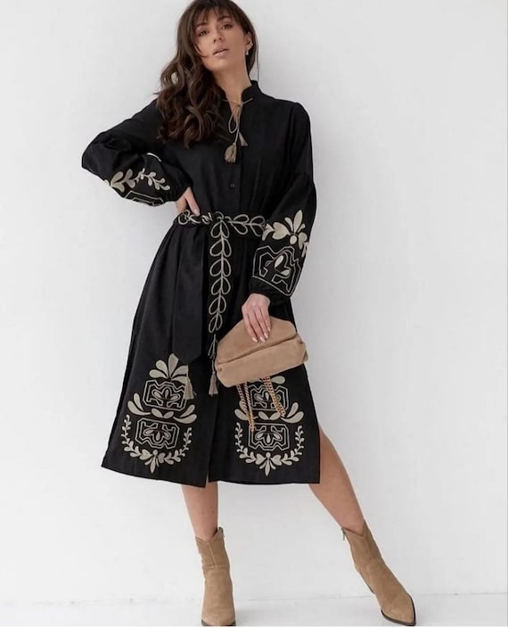 スーツ・フォーマル・ドレス key neck embroidery dress ANDRESD Niana Embroidered Banded Lace Dress