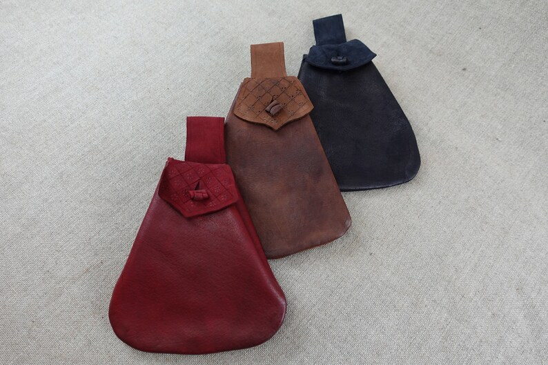 Medieval leather belt pouch 12thC to 17thC